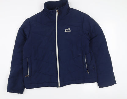 Slazenger Women Blue Size 16 Puffer Jacket Nylon Zip Winter Coat