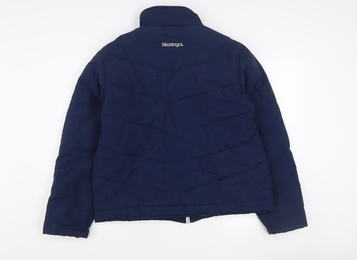 Slazenger Women Blue Size 16 Puffer Jacket Nylon Zip Winter Coat