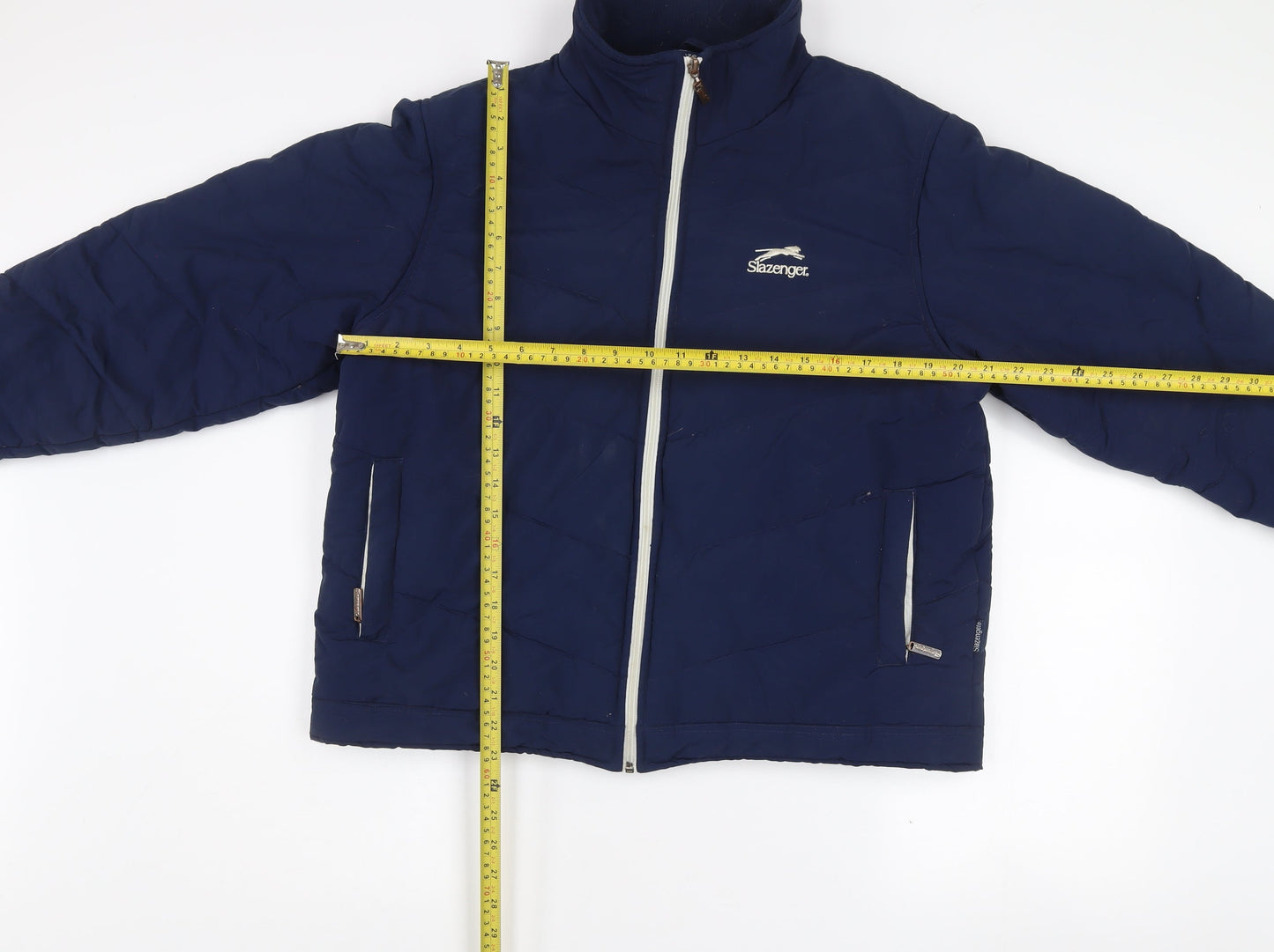Slazenger Women Blue Size 16 Puffer Jacket Nylon Zip Winter Coat