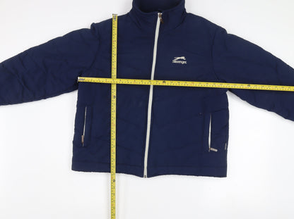 Slazenger Women Blue Size 16 Puffer Jacket Nylon Zip Winter Coat