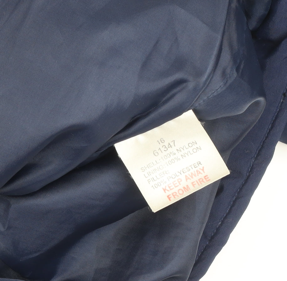Slazenger Women Blue Size 16 Puffer Jacket Nylon Zip Winter Coat