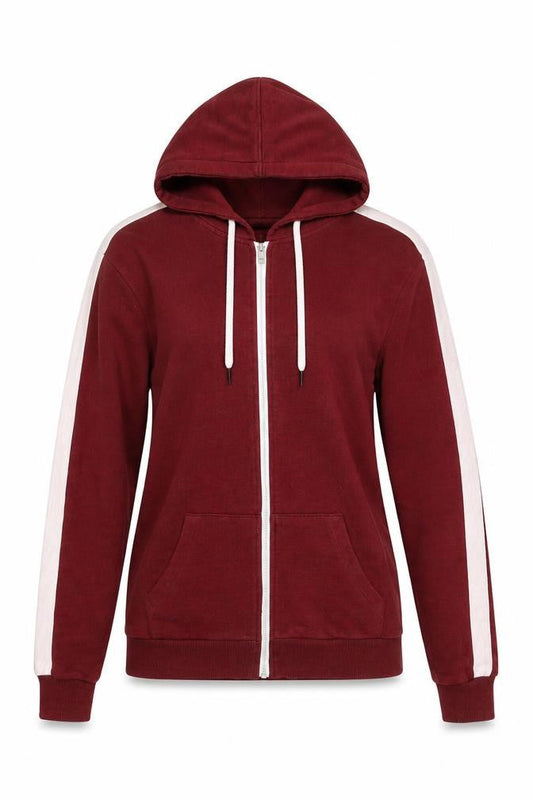 Bershka Women’s Red Regular Fit Hooded Zip Jacket Size 8