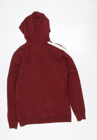 Bershka Women’s Red Regular Fit Hooded Zip Jacket Size 8