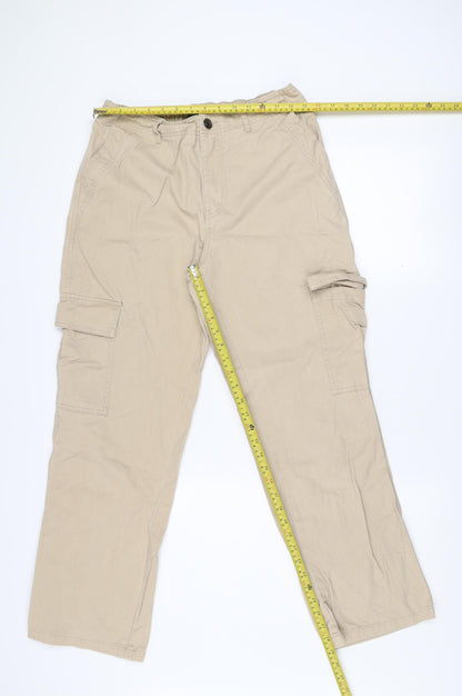 Dunnes Stores Men's Beige Cargo Trousers Size 12 Regular Fit Cotton