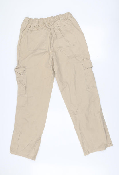 Dunnes Stores Men's Beige Cargo Trousers Size 12 Regular Fit Cotton