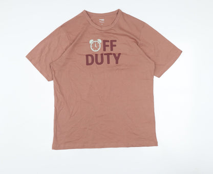 Dunnes Stores Women Brown Regular Fit Cotton Off Duty T-Shirt M