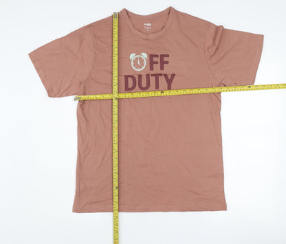 Dunnes Stores Women Brown Regular Fit Cotton Off Duty T-Shirt M