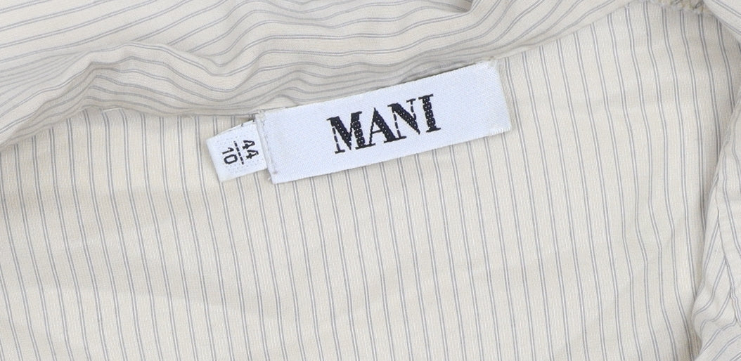 Mani Women’s Beige Striped Long Sleeve Button-Up Shirt Size 12 Vintage