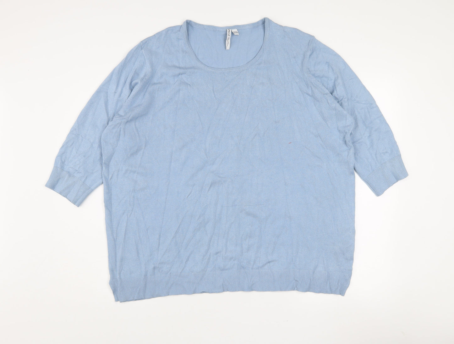 Capsule Women Blue Scoop Neck 3/4 Sleeve Cotton Pullover Jumper Size 18