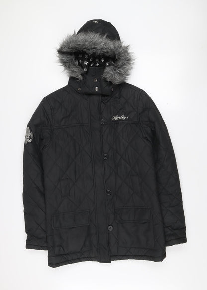 Henleys Women’s Black Quilted Hooded Puffer Jacket Size 2