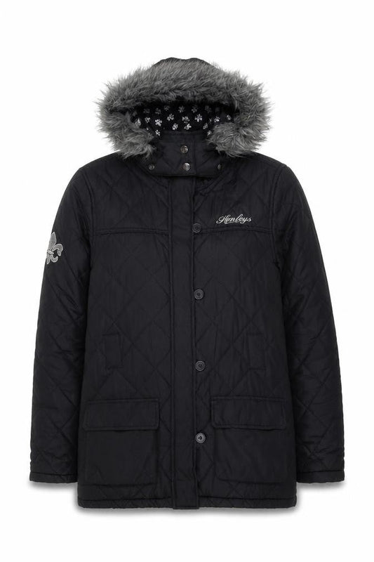 Henleys Women’s Black Quilted Hooded Puffer Jacket Size 2