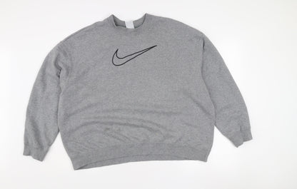 Nike Women’s Grey Dri-FIT Pullover Sweatshirt L Crew Neck Logo