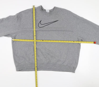 Nike Women’s Grey Dri-FIT Pullover Sweatshirt L Crew Neck Logo