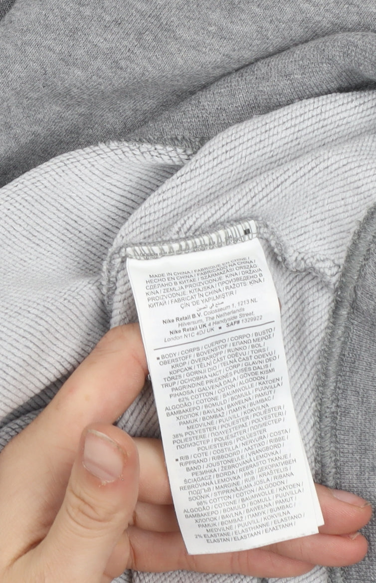 Nike Women’s Grey Dri-FIT Pullover Sweatshirt L Crew Neck Logo