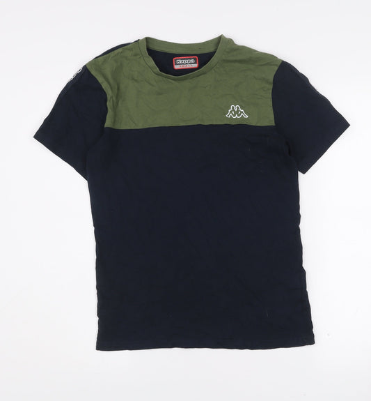 Kappa Men’s Small Navy Blue & Green Colourblock Cotton Sports T-Shirt