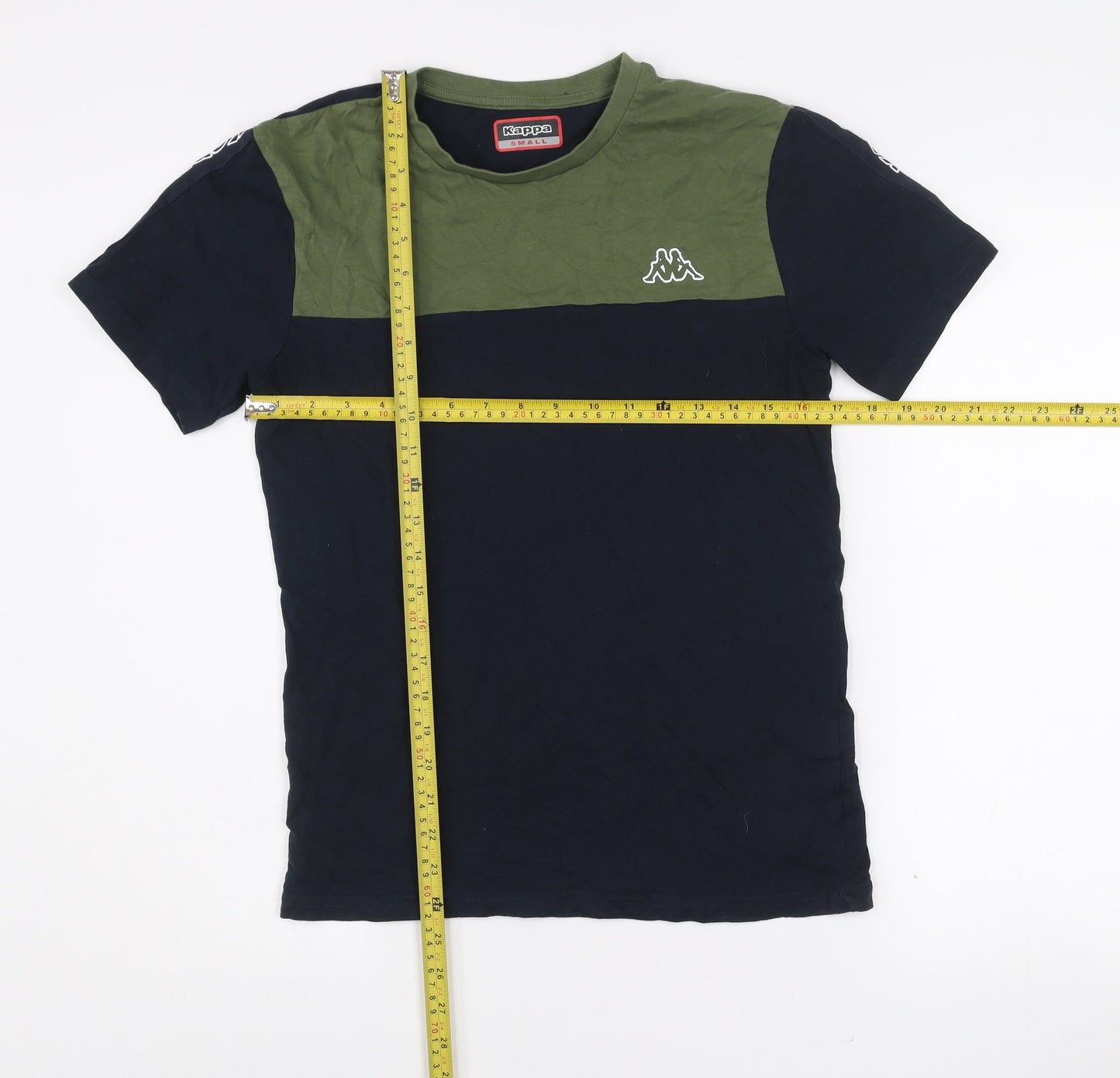 Kappa Men’s Small Navy Blue & Green Colourblock Cotton Sports T-Shirt