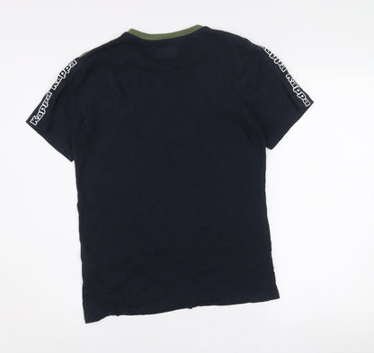Kappa Men’s Small Navy Blue & Green Colourblock Cotton Sports T-Shirt