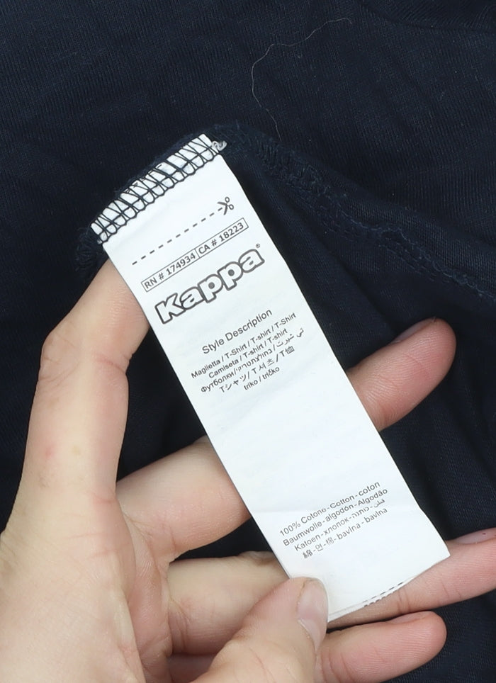 Kappa Men’s Small Navy Blue & Green Colourblock Cotton Sports T-Shirt