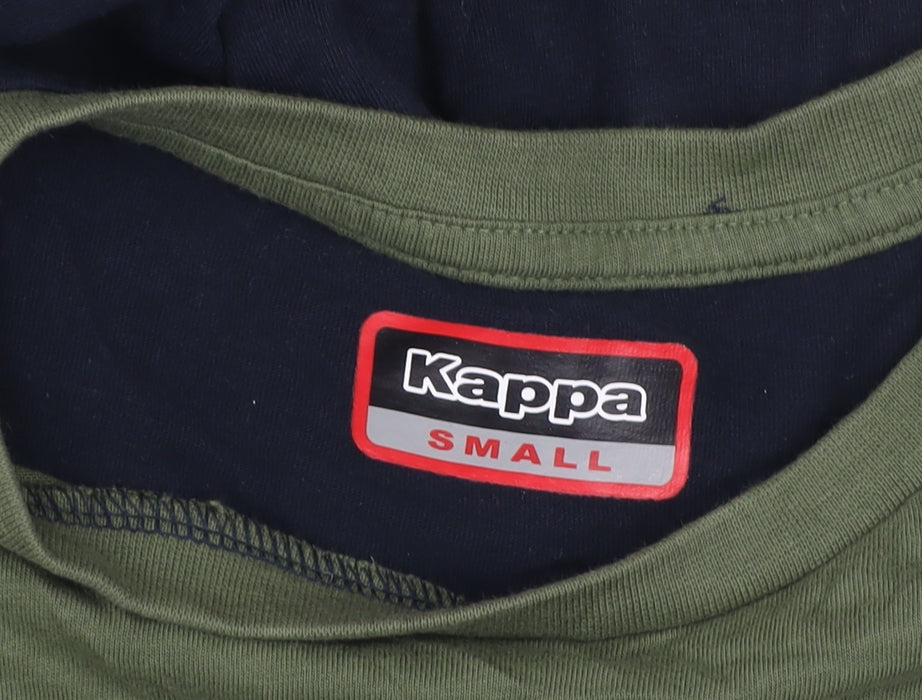 Kappa Men’s Small Navy Blue & Green Colourblock Cotton Sports T-Shirt