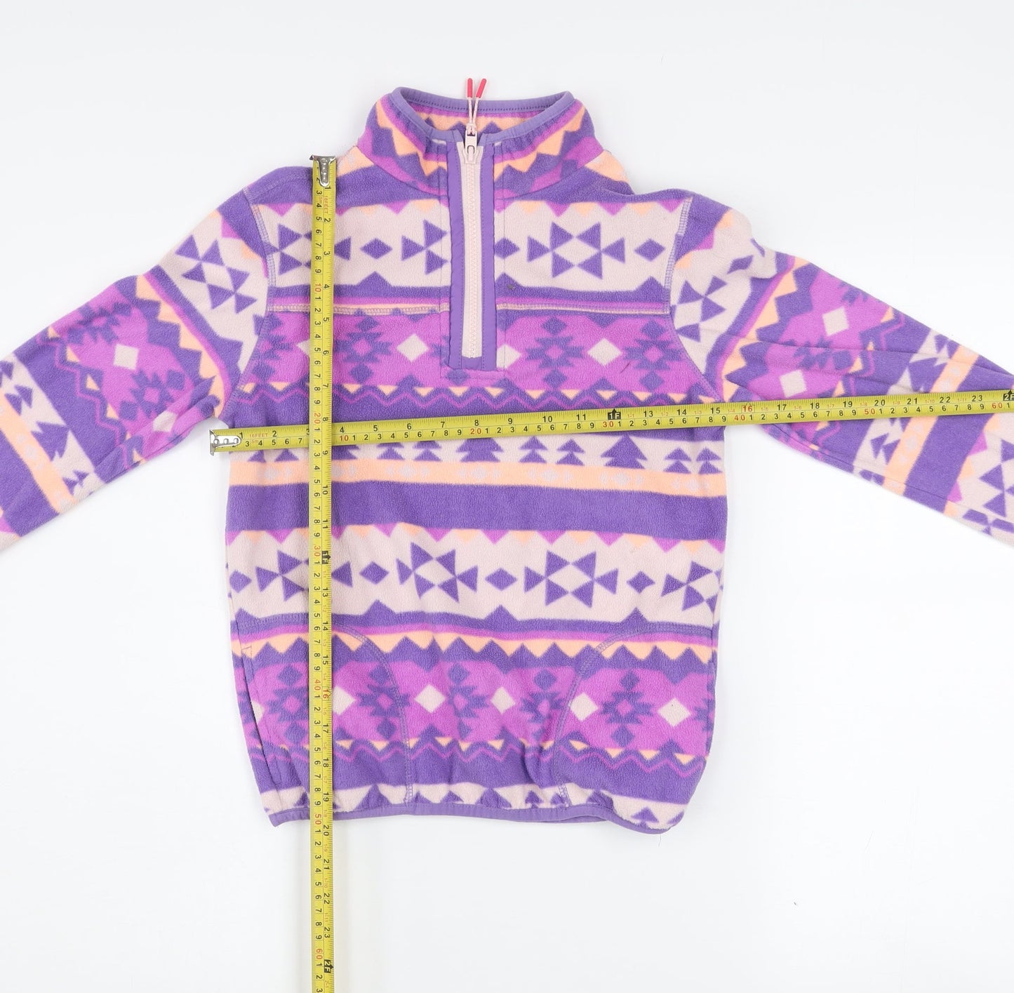Marks and Spencer Girls Purple Fleece 1/2 Zip Pullover Sweatshirt 9-10 Years
