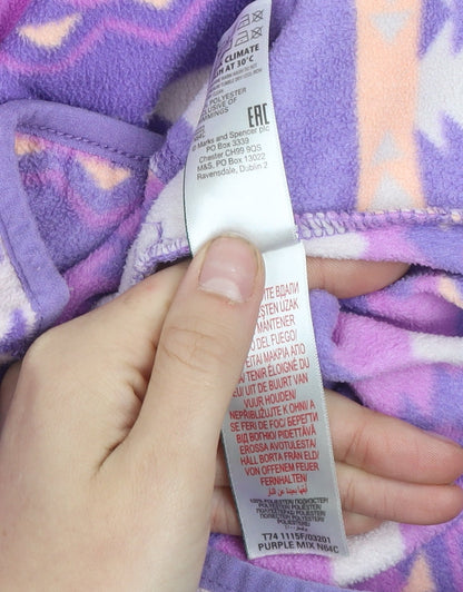 Marks and Spencer Girls Purple Fleece 1/2 Zip Pullover Sweatshirt 9-10 Years