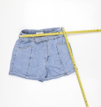 MNG Women’s Blue Cotton Paperbag Denim Shorts Size S