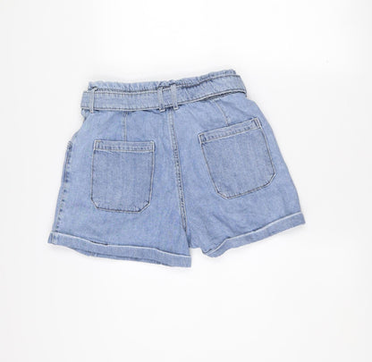 MNG Women’s Blue Cotton Paperbag Denim Shorts Size S