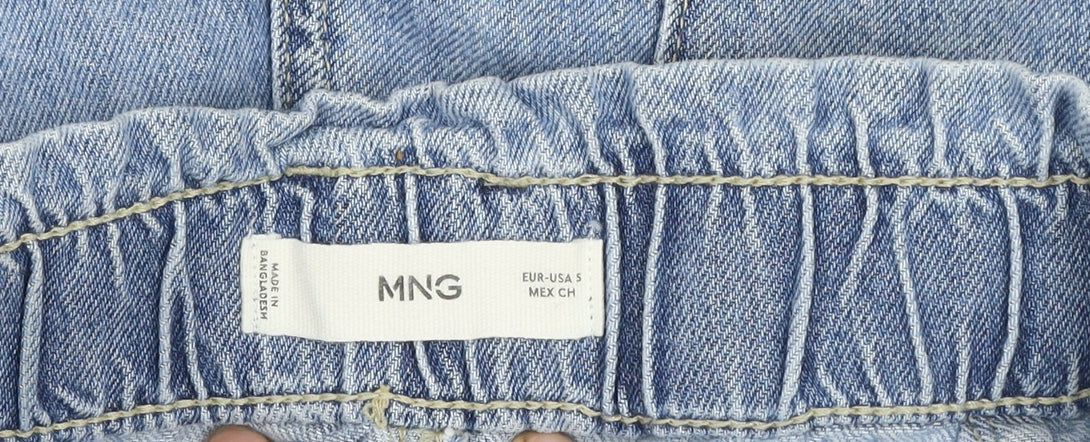 MNG Women’s Blue Cotton Paperbag Denim Shorts Size S