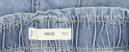 MNG Women’s Blue Cotton Paperbag Denim Shorts Size S