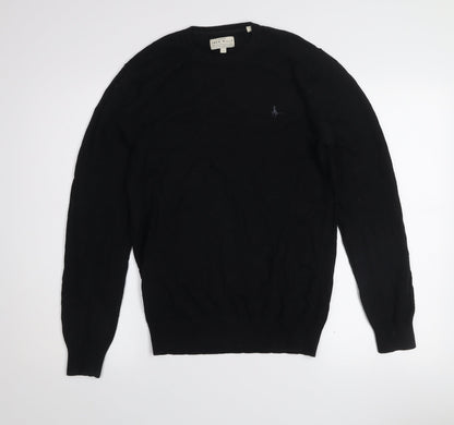 Jack Wills Men's Black Cotton Cashmere Crew Neck Jumper Size S