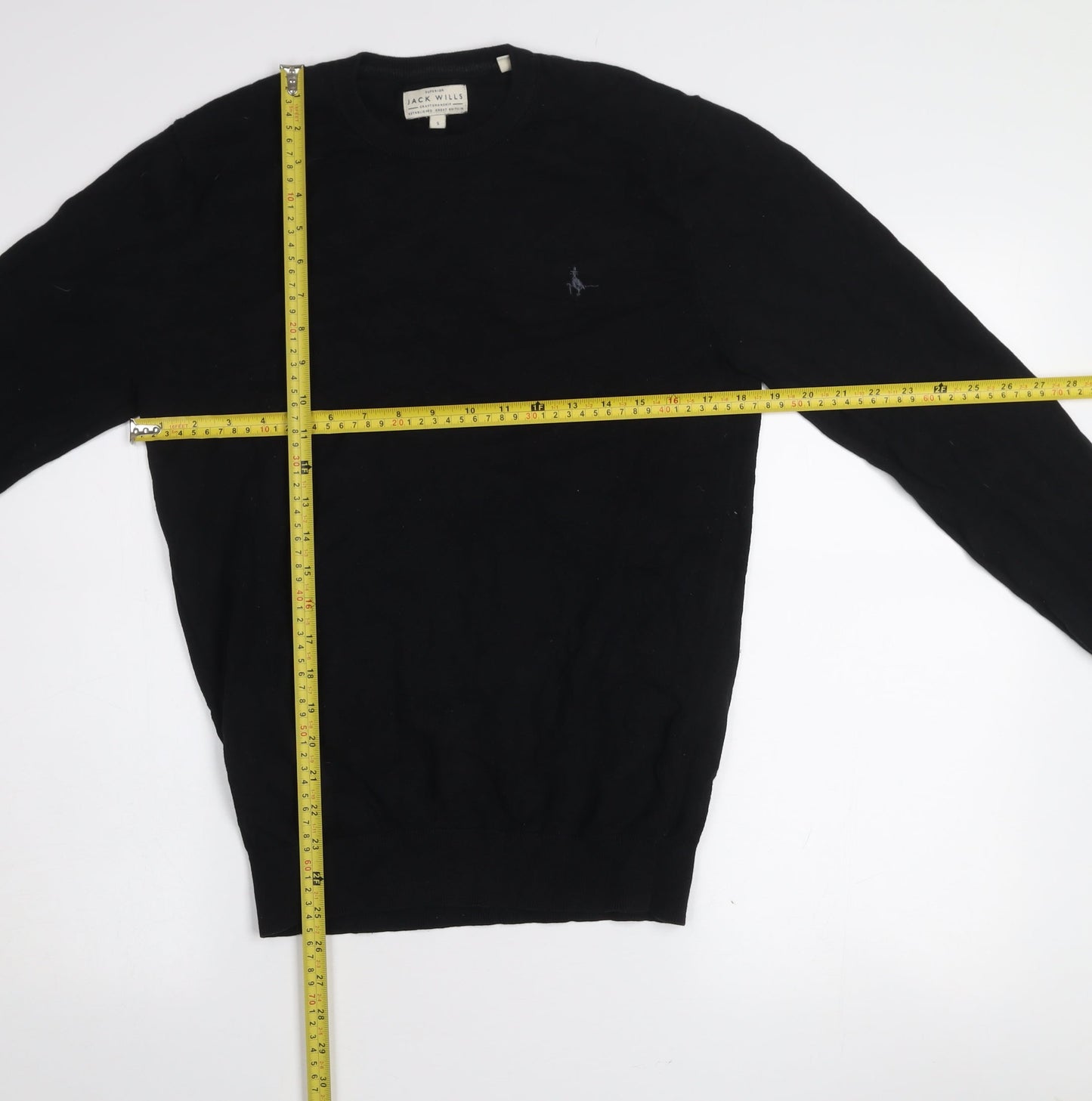 Jack Wills Men's Black Cotton Cashmere Crew Neck Jumper Size S