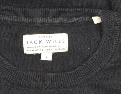 Jack Wills Men's Black Cotton Cashmere Crew Neck Jumper Size S