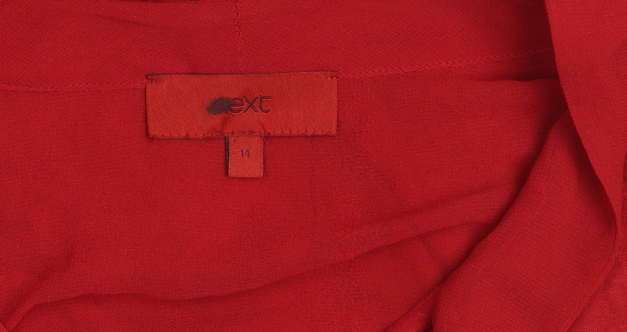 Next Womens Red Beaded Tie Neck Long Sleeve Blouse Size 14