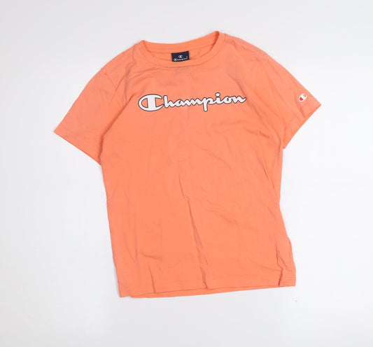 Champion Boys Orange Cotton Logo T-Shirt 9-10 Years Regular Fit