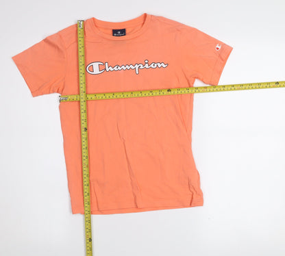 Champion Boys Orange Cotton Logo T-Shirt 9-10 Years Regular Fit