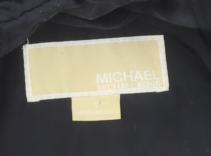 Michael Kors Women's Blue Quilted Hooded Mid-Length Jacket Size S