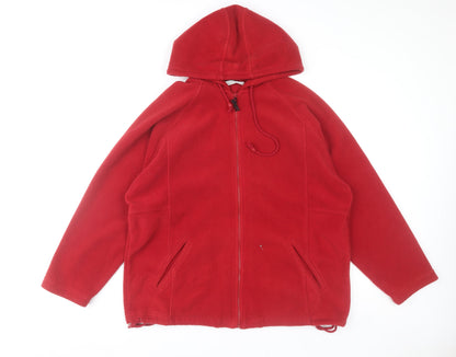 St. Bernard Women's Red Fleece Hooded Zip Jacket Size 14-16