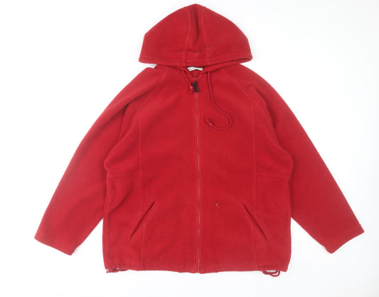 St. Bernard Women's Red Fleece Hooded Zip Jacket Size 14-16