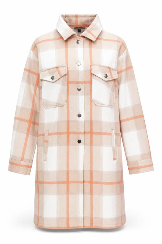 Rising Womens Beige Checked Mid-Length Coatigan Size M