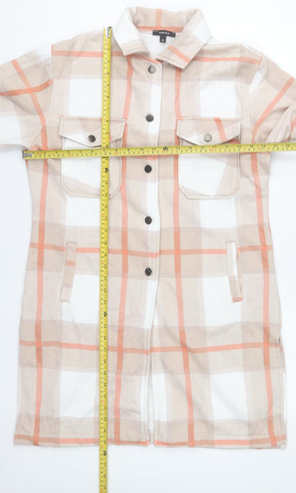 Rising Womens Beige Checked Mid-Length Coatigan Size M