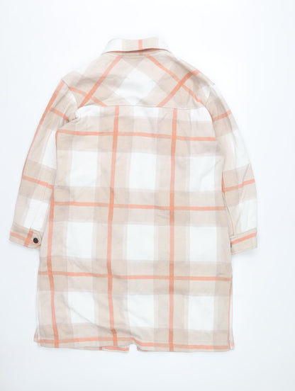 Rising Womens Beige Checked Mid-Length Coatigan Size M