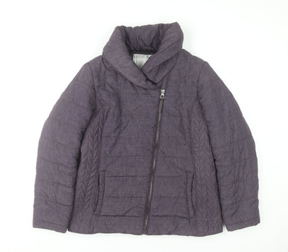 John Rocha Womens Purple Puffer Jacket Size 12 Winter Zip Coat