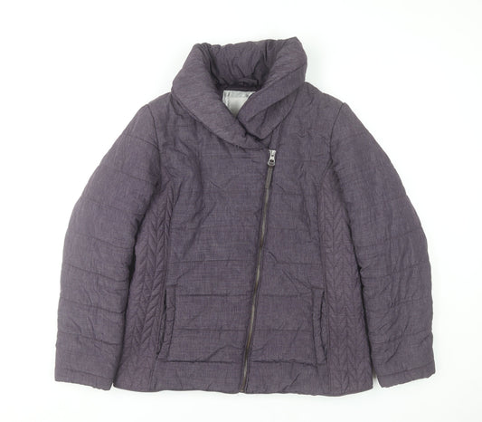 John Rocha Womens Purple Puffer Jacket Size 12 Winter Zip Coat