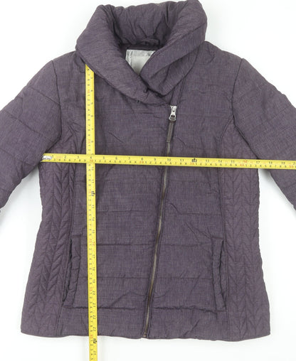 John Rocha Womens Purple Puffer Jacket Size 12 Winter Zip Coat