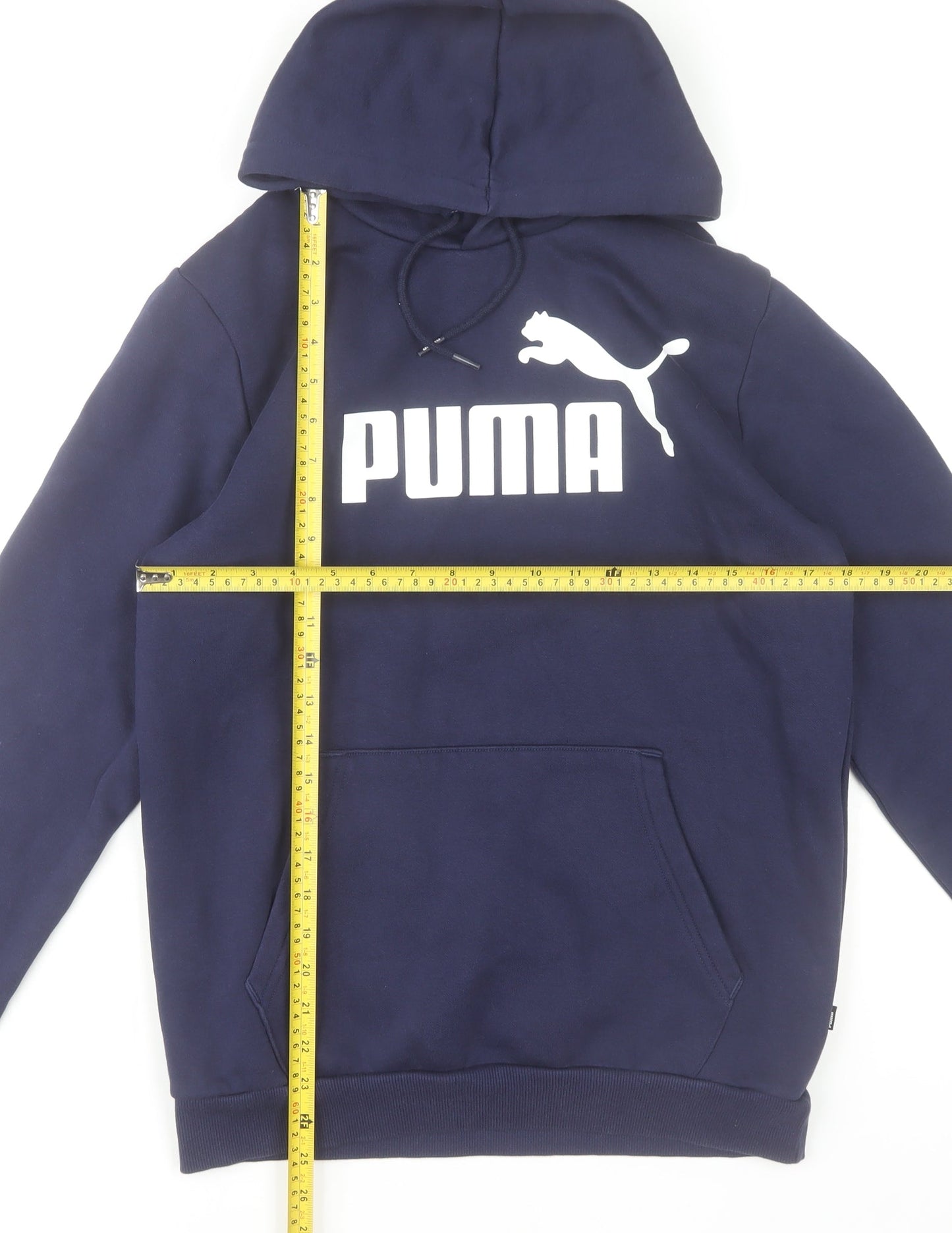 Puma Women's Navy Pullover Hoodie Small Cotton Blend Logo Sweatshirt