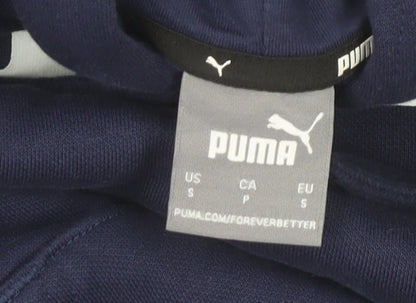 Puma Women's Navy Pullover Hoodie Small Cotton Blend Logo Sweatshirt