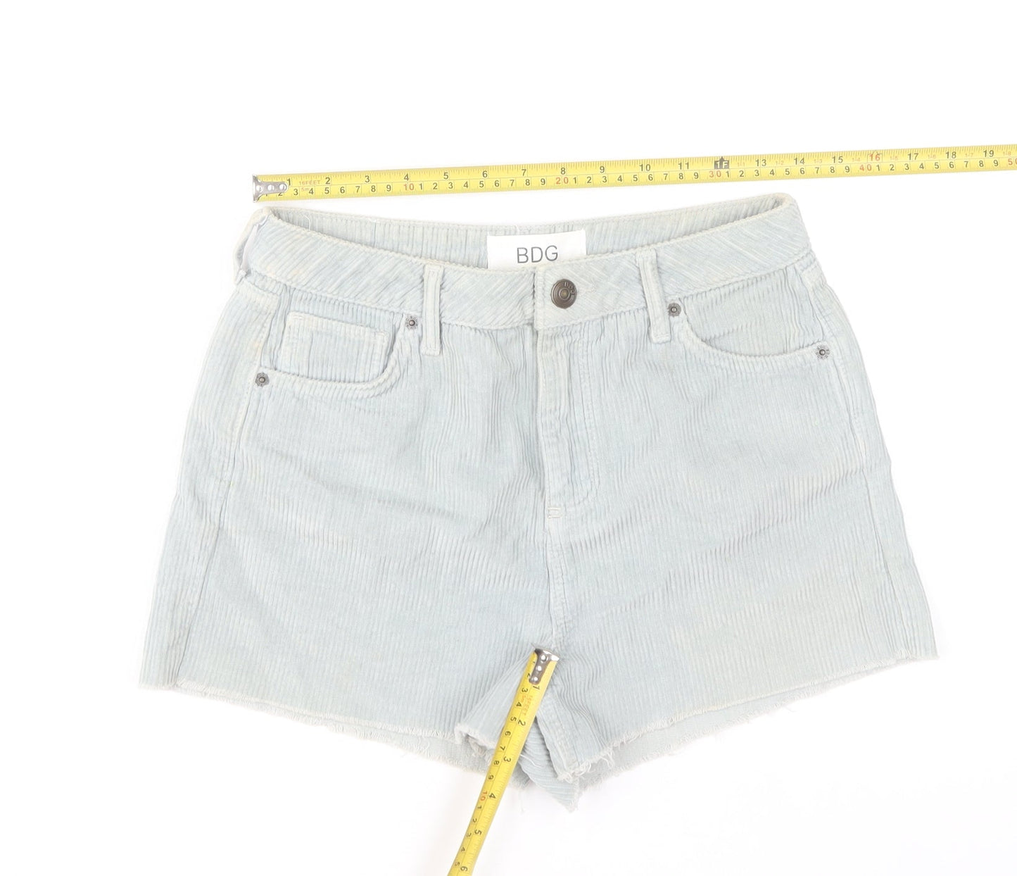 BDG Women Blue High Rise Cut-Off Corduroy Shorts Size 10