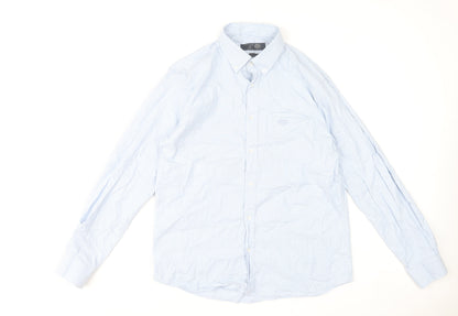 Paul Costelloe Men's Blue Striped Button-Down Formal Shirt M