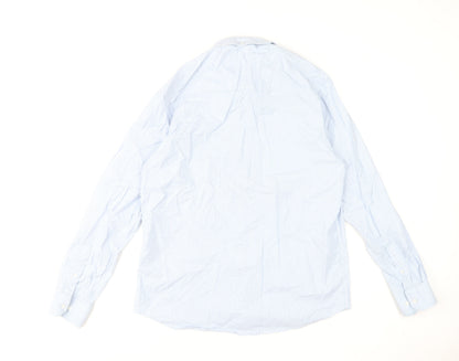 Paul Costelloe Men's Blue Striped Button-Down Formal Shirt M