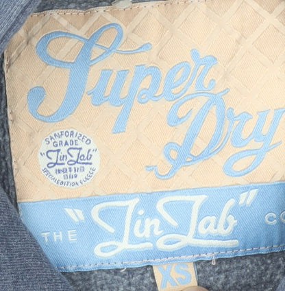 Superdry Womens Blue Pullover Hoodie XS with Pink Graphic Print